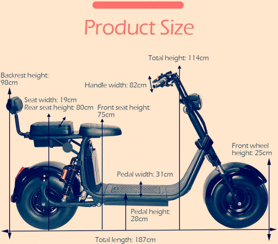 
 Европейский склад, 1800 Вт, Электрический скутер для взрослых с толстыми шинами, электрический мотоцикл  