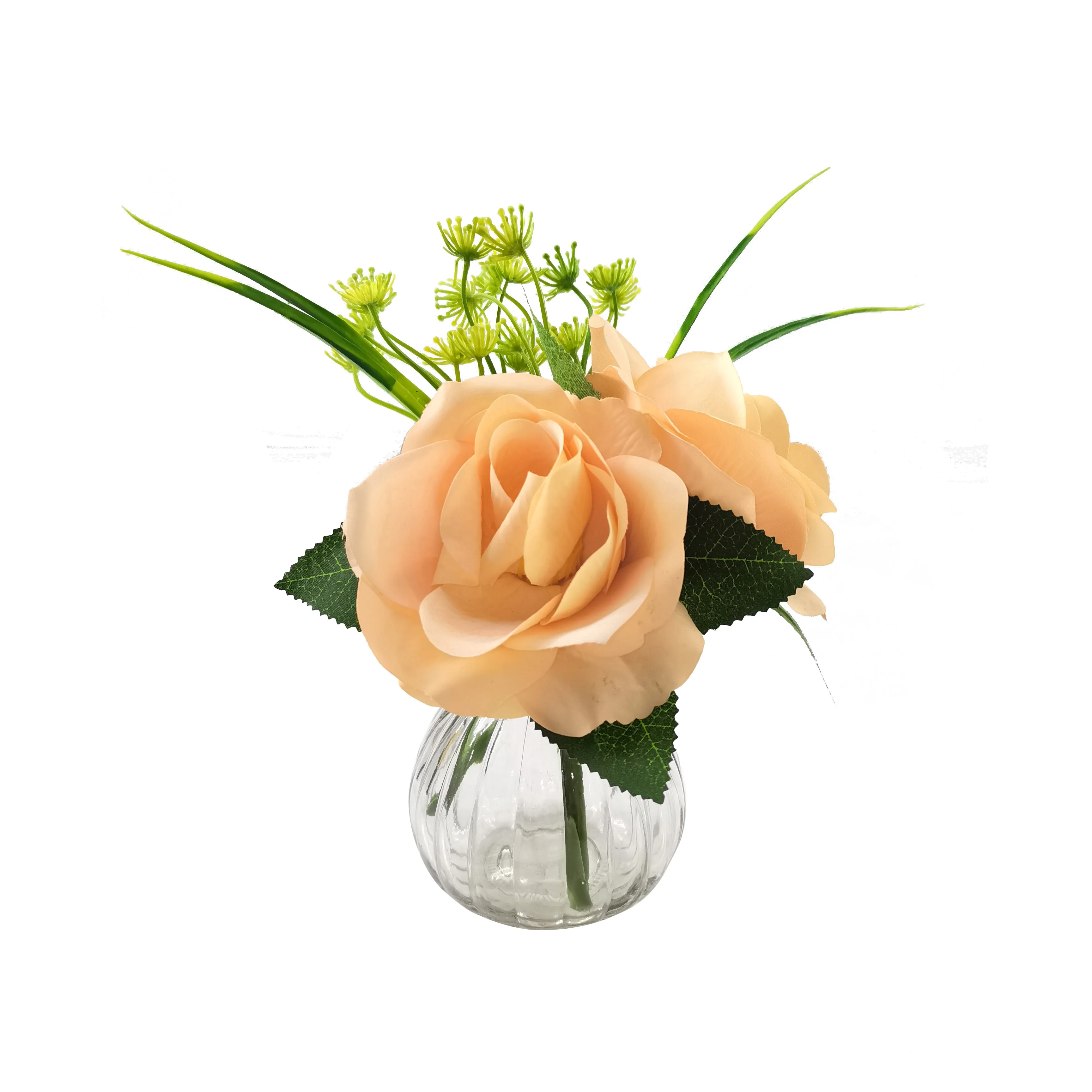 Artificial Rose Bouquet Simulation Daisy Interior Decoration Rose With Glass Bottle Landscaping Potted Plant