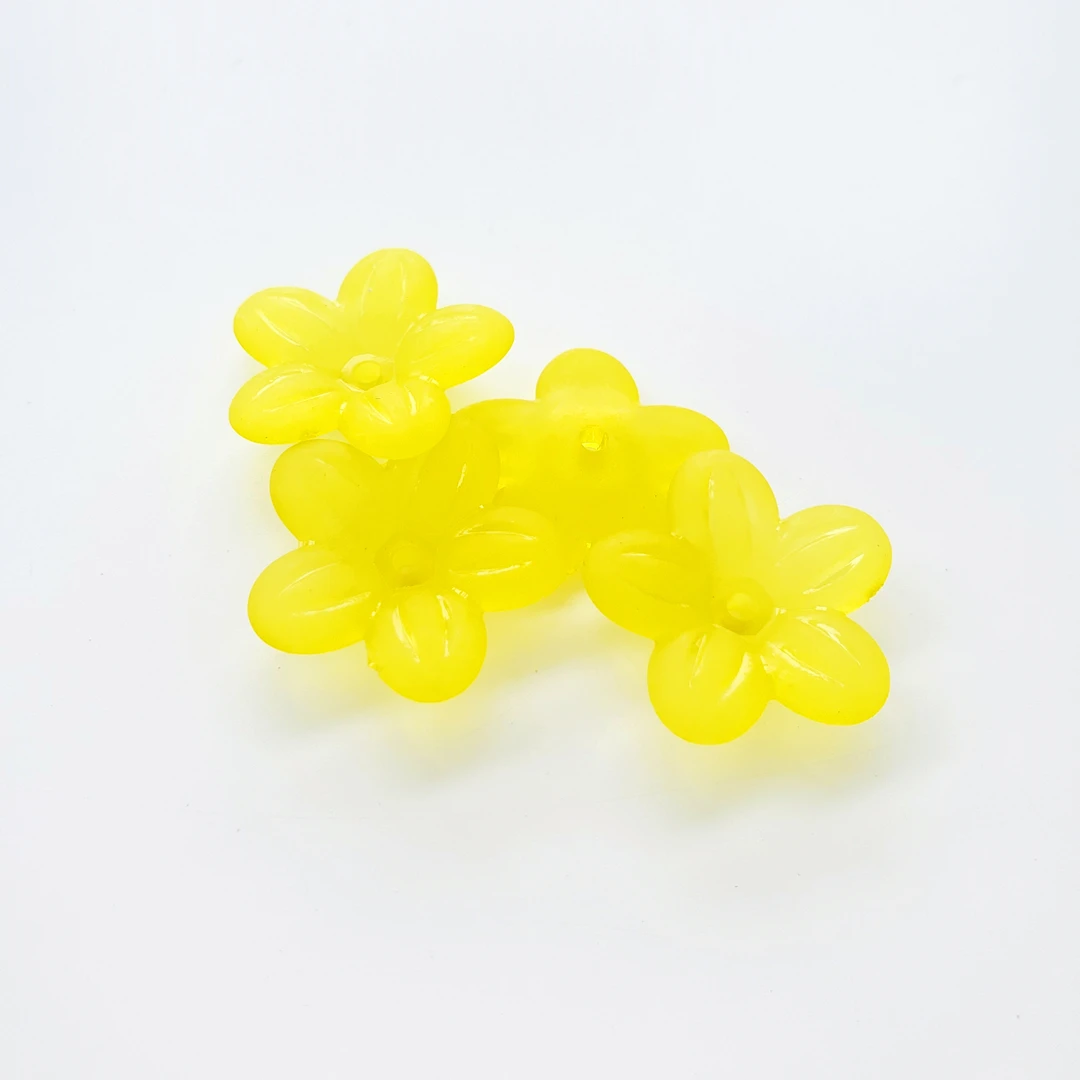 Wholesale Matte 740pcs/Bag Leaf Acrylic Beads 19mm Acrylic Transparent Frosted Five-petal Flower Beads For Jewelry Making