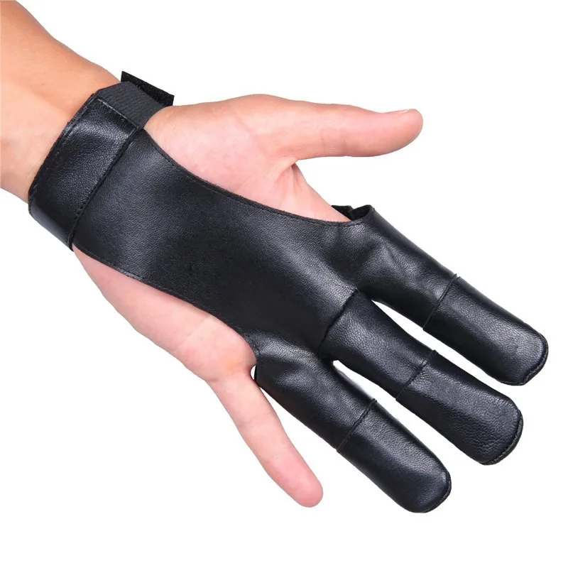 Durable Men Women Youth  Finger Tab Accessories Leather Sports Training Compound Bow Arrow Three Finger Guard Archery Glove