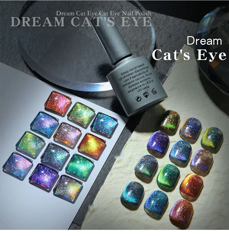 Горячая продает 12 цвет мечты и сверкающим узором сыпучего песка широкий кошачий глаз гель-лака для ногтей взрывоопасных Glint “кошачий глаз” клей для ногтей Клей