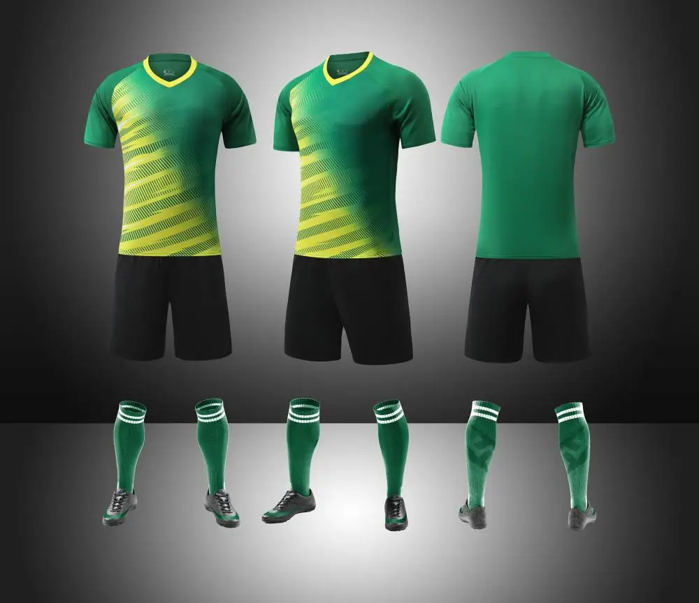 High Quality Team Club Soccer Uniforms Football Shirts Two Piece Men Shorts Set Custom Sublimation Soccer Jersey Set Kids