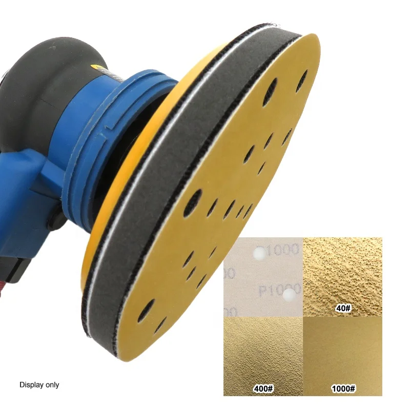 High Quality Yellow 6Inch 17Holes Sandpaper RMC AP33M Sand paper 150MM Abrasive Disc Gold Sanding Paper