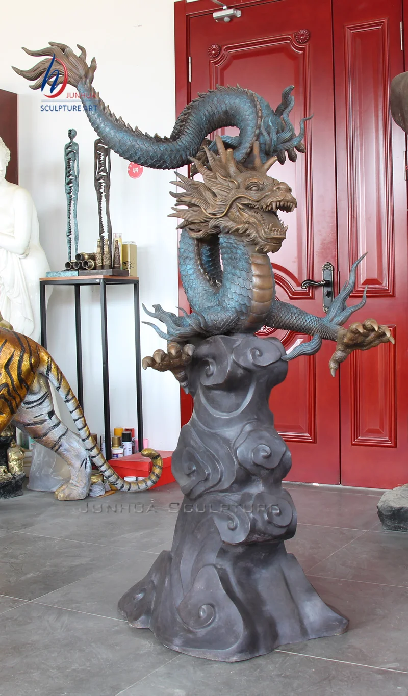 Manufacture brass handicraft custom design art metal crafts different size golden dragon statue sculpture