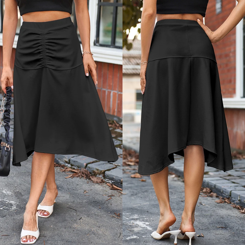 Fashion Clothes Elegant Ruched Detail Asymmetric Skirts Pattern for Women