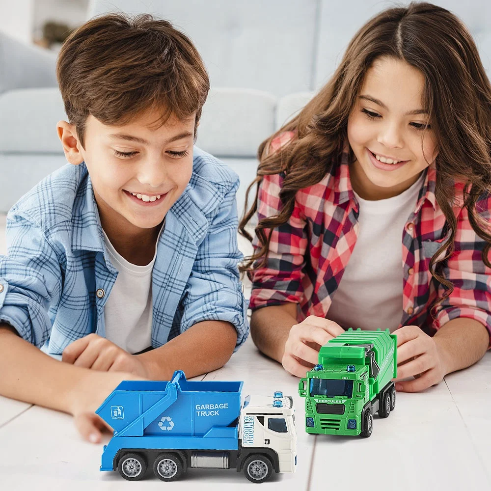 1:36 Diecast Pull-Back Model Garbage Collector Die cast Toy Trash Trucks