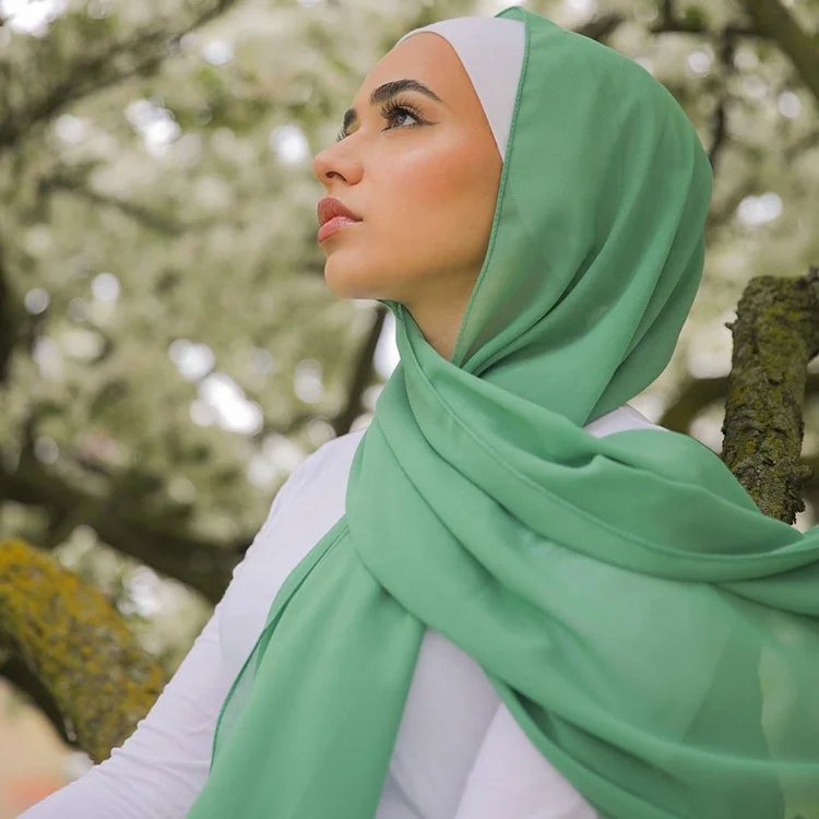 
Wholesale USA new solid premium chiffon hijab Baby sewing muslim scarf tudung chiffon shawl for womens 