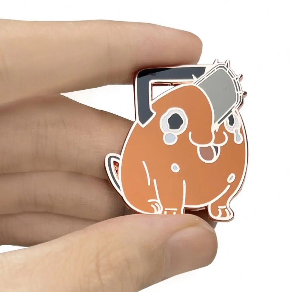 Taskwingifts Manufacturer custom metal cute rose gold hard enamel lapel pin badge anime chainsaw man pin