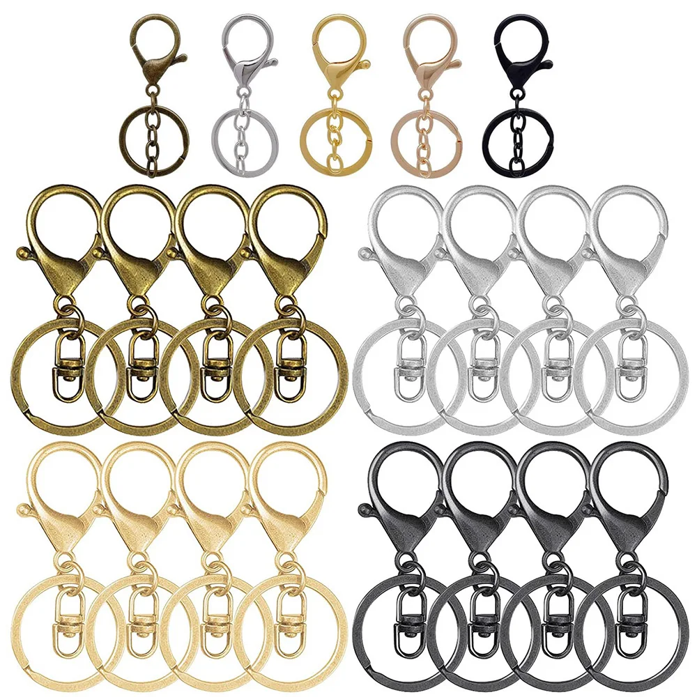 Lobster Claw Clasp Keychain Swivel Clasps Dog Hook Metal Lobsters Key Ring Loop Flat Split Ring Swivel Clasps Jewelry Keychains