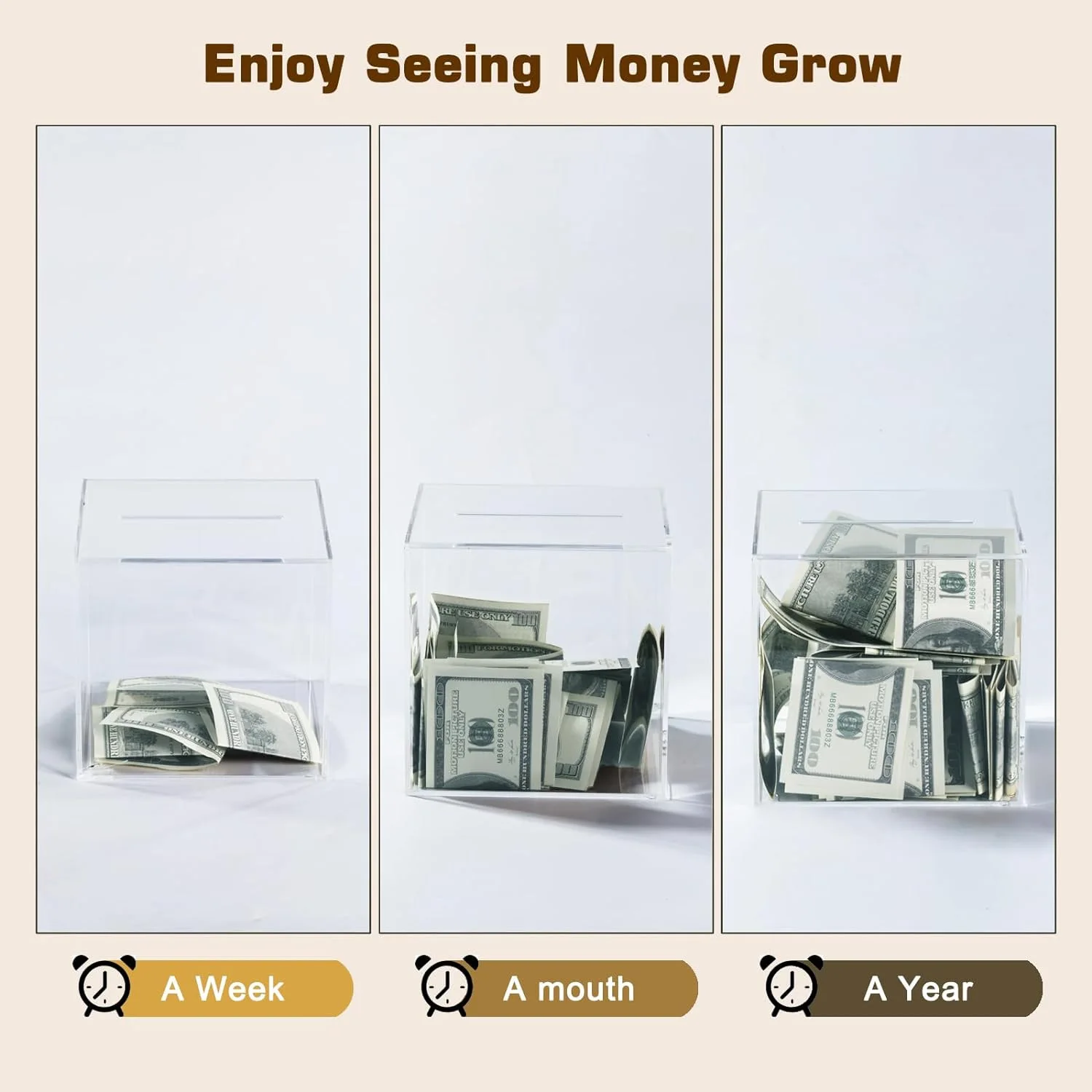Must Break to Open Acrylic Unopenable Piggy Bank Personal Money Jar clear Acrylic Money Saving Box for Cash Saving