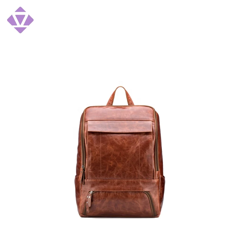 
2019 classical Russia style luxury vintage genuine leather laptop backpack bag school bags travel backpack Mochila de cuero 