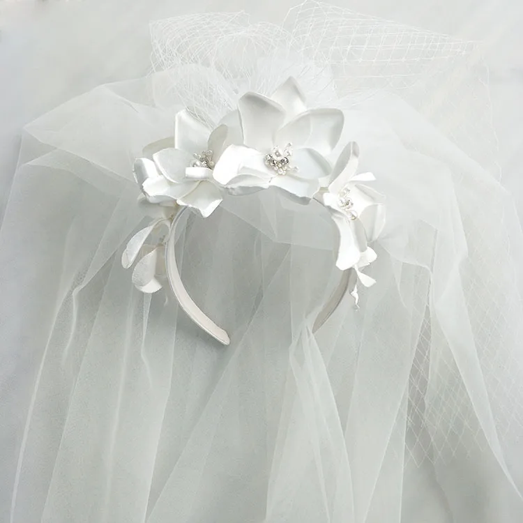 
Bh2569 Wedding Trend Hot Products Personalize Bride Flower Headband Veil Hair Accessories Bridal Headpiece 