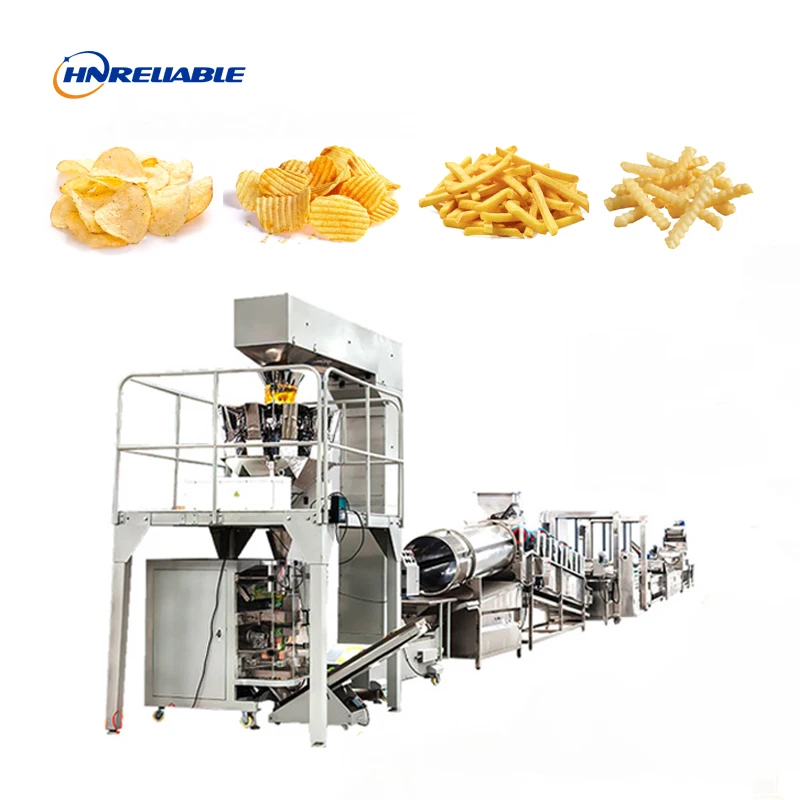 Industrial full automatic potato chips peeler slicing frying making machine price french fries production line