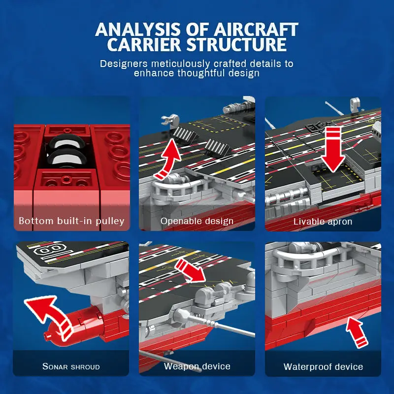 WOMA TOYS C0864 Aircraft Carrier Block Battleship Model Ship Toy With Mini Figure