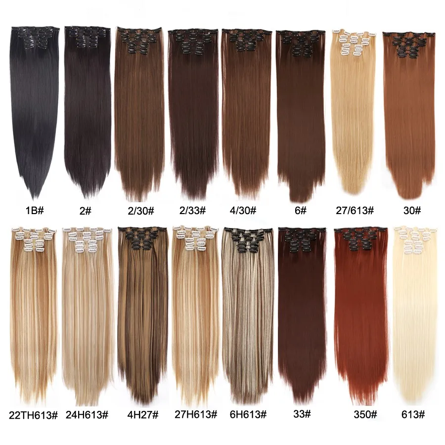 FH Top Quality Two Pieces 200g #4 Dark Brown 24 Inch Half Wig Clip In Hair Extensions Remy Europe Russian Clip Hair Extension