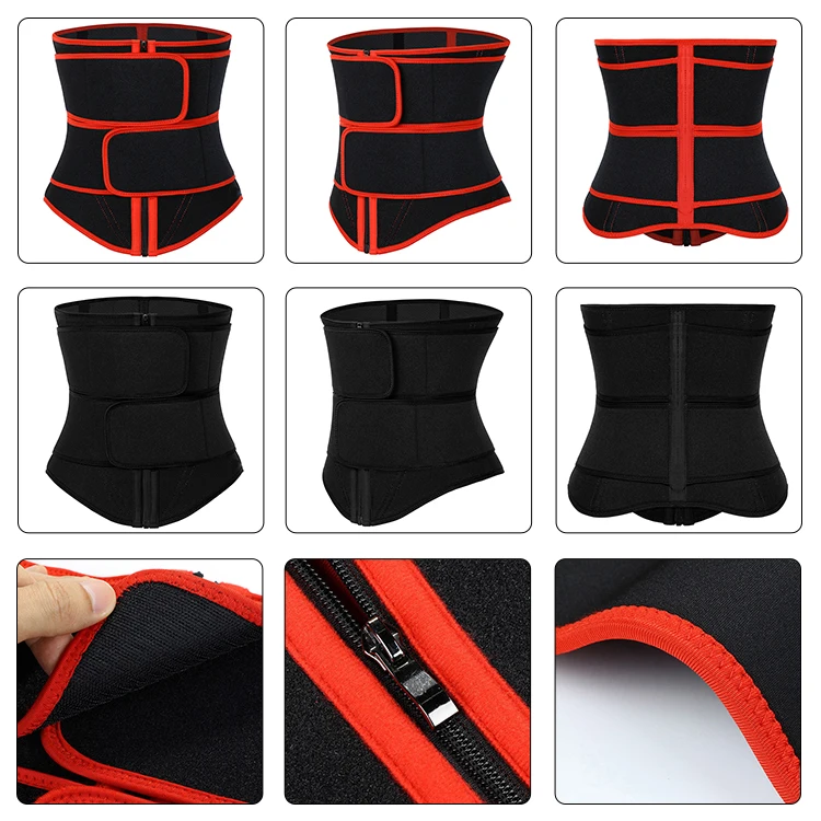 HEXIN New Custom Logo Sbr Lining Women Tummy Control Compression Double Waist Trimmer Belt Workout Neoprene Waist Trainer Shaper
