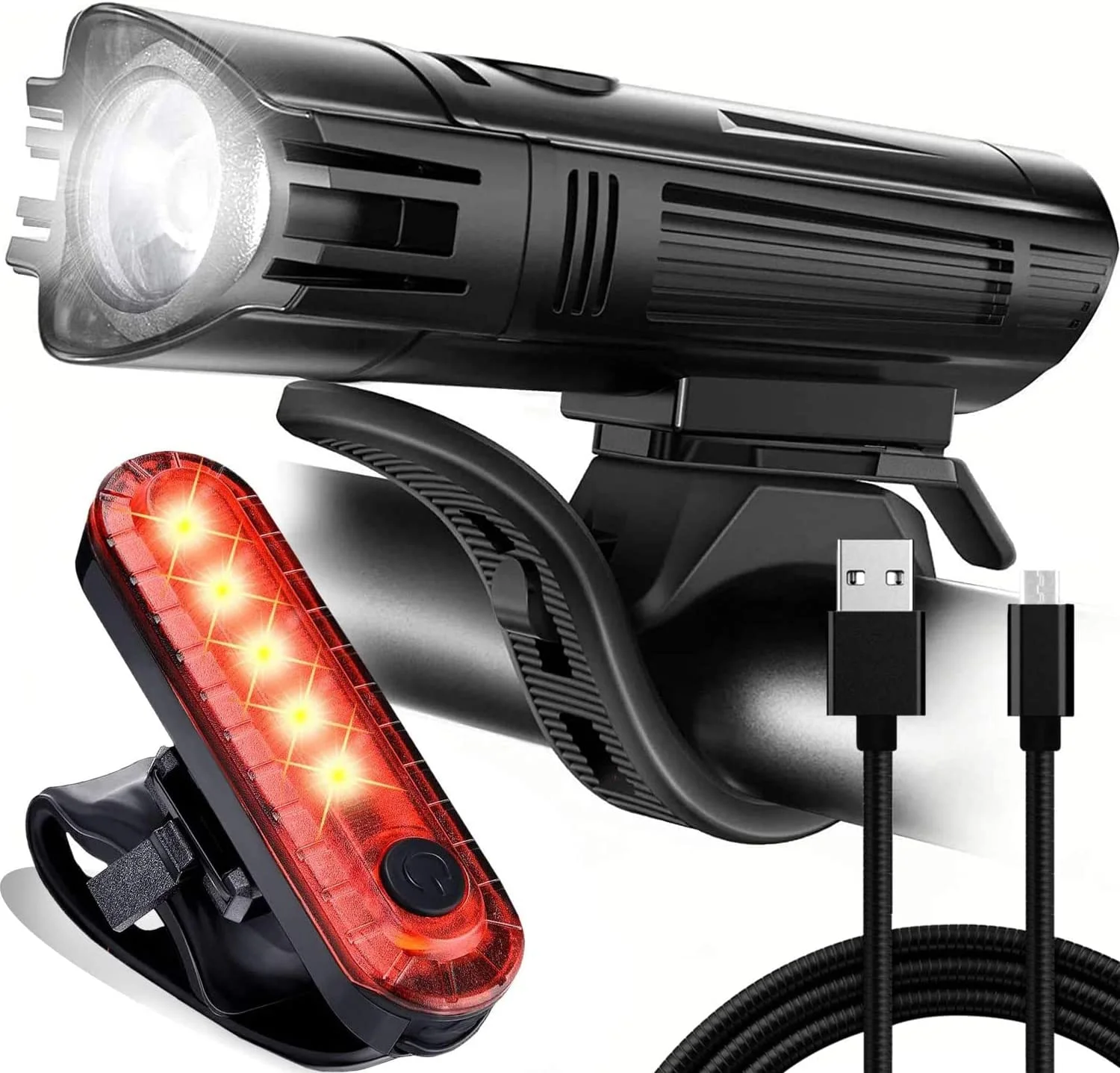 Ultra Bright Bike Light Set USB Rechargeable Bicycle Front Light Back Taillight Waterproof Led Bicycle Light