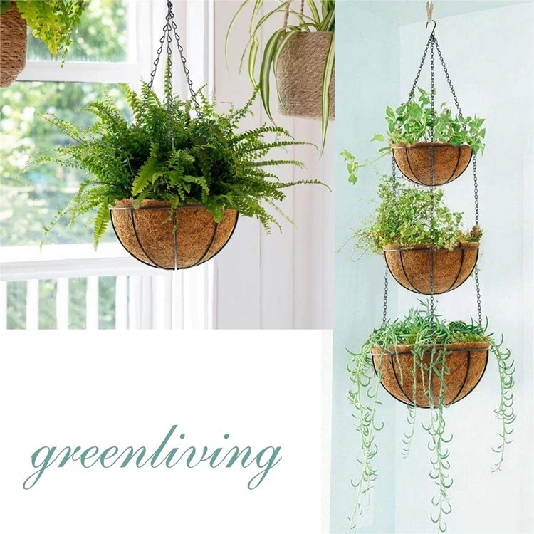 3 Pack 12 Inch Metal Hanging Basket Wholesale With Hooks Baskets Indoors Or Outdoors 10 Pieces Of Rattan Piece
