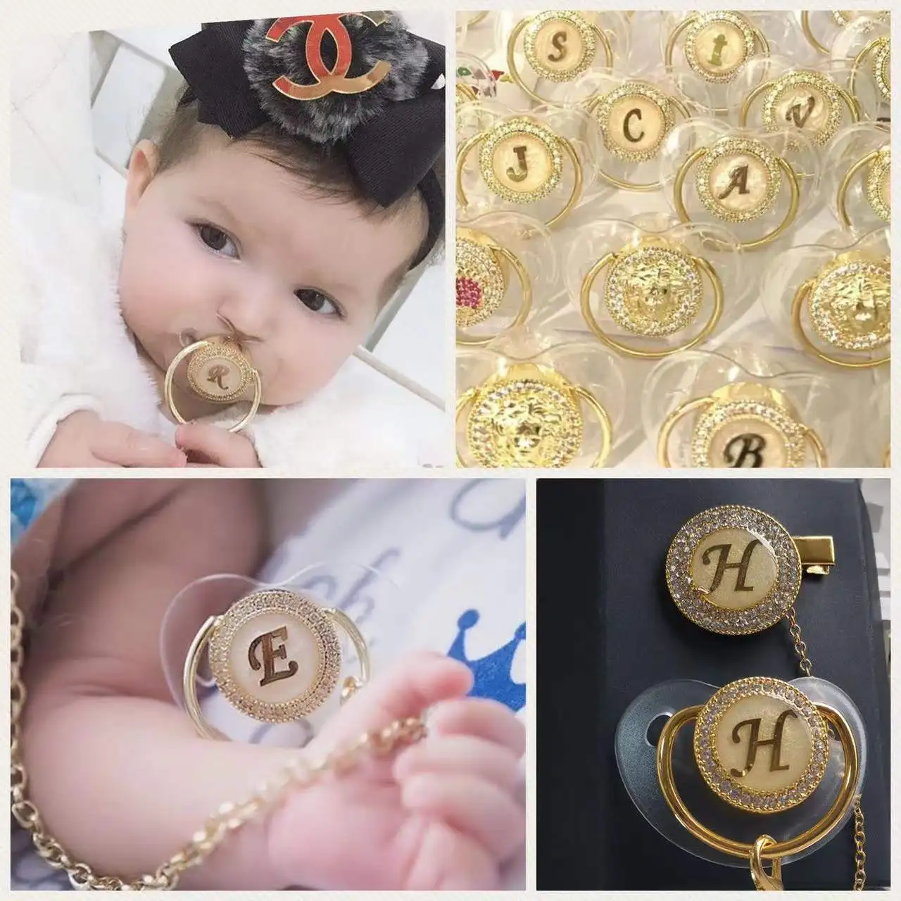 Оптовая продажа индивидуальная Роскошная соска Dollbling с надписью E сублимационным рисунком для детей
