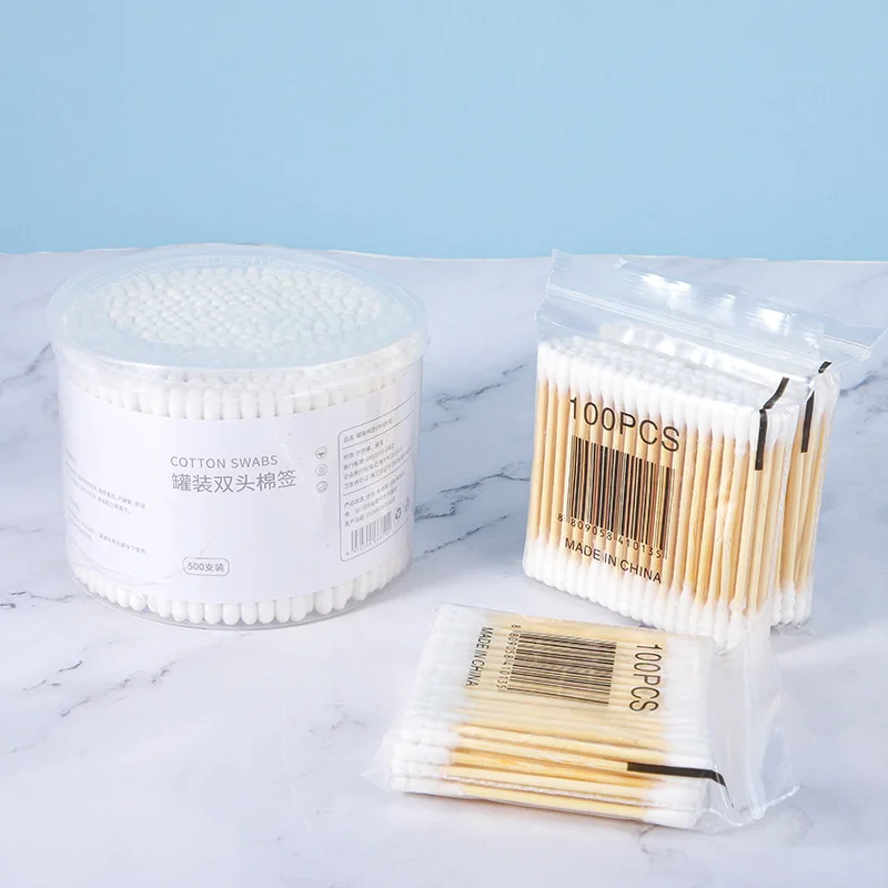 500pcs Double Head Cotton Swab Women Makeup Cotton Buds Tip For Wood Screw Head Sticks Nose Ears Cleaning Health Care Tools