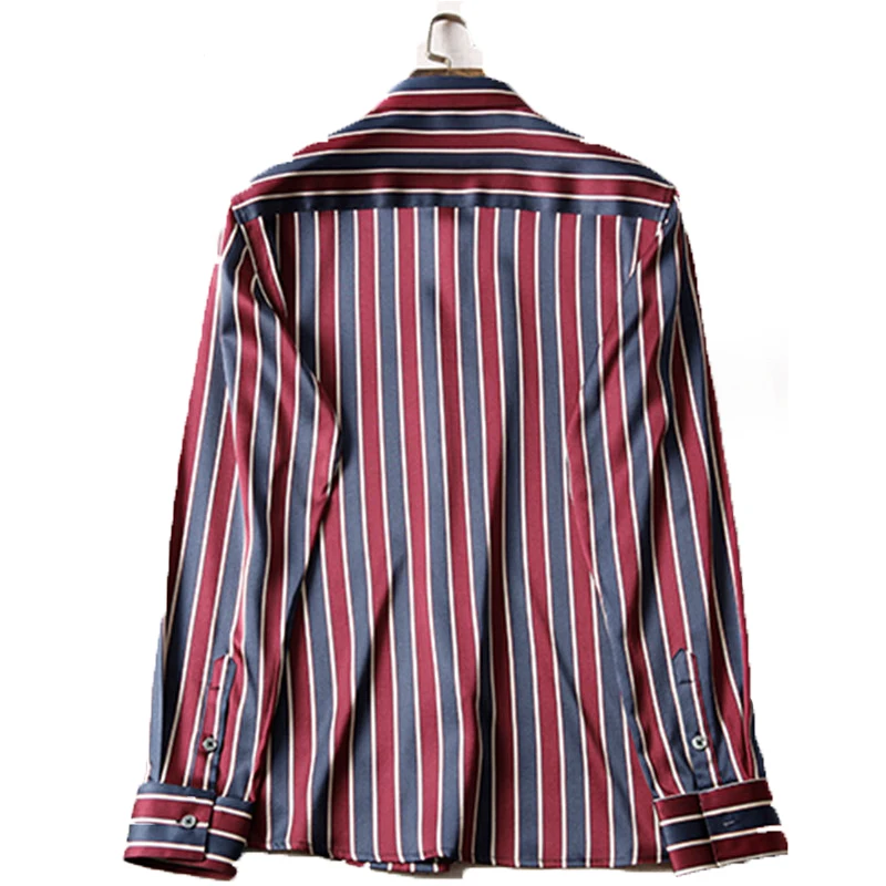 Silk Satin Dress Shirt Men Long Sleeve Printing Lapel Neck Tops Camisa Masculina Office Social Business Shirts Men