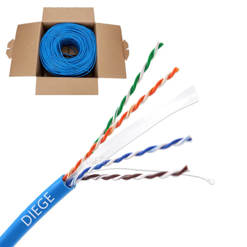 Кабель ethernet cat 6, кабель 305 м, 4 пары utp 0,5 BC/cca fluke cat 6, поставка из Китая