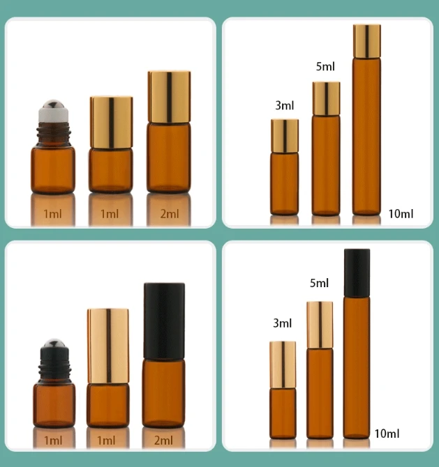 5ml 10ml Steel roller aluminium cap roll-on glass bottle for perfume deodorant bottle