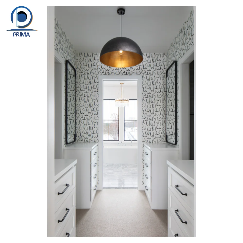 Prima Top Seller HPL MDF Melamine Finish Open Style with aluminum frame door with Dresser Wardrobe