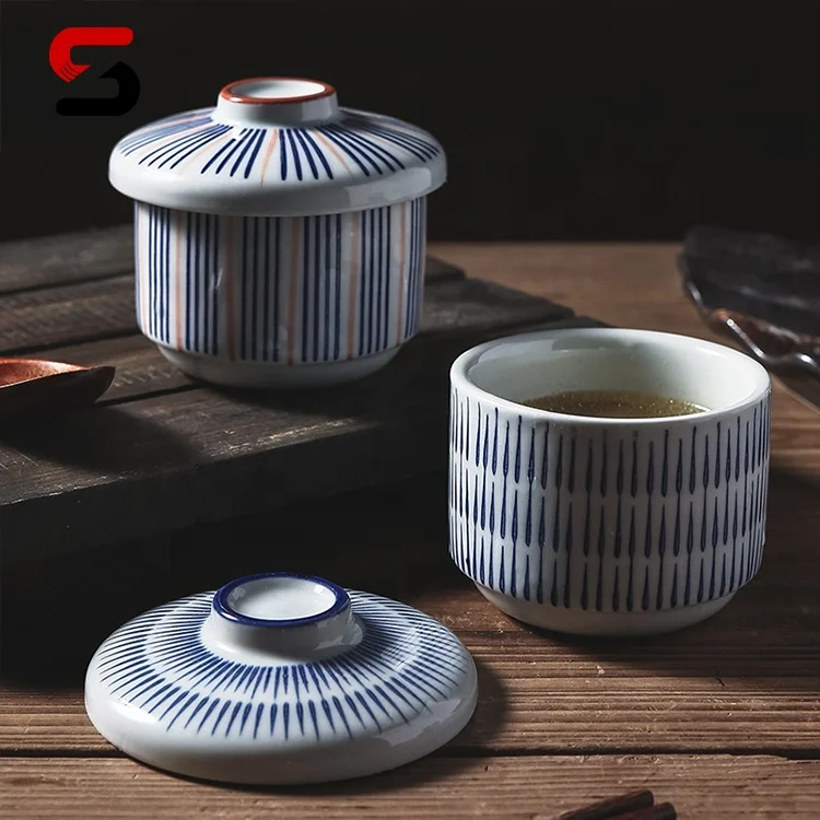 Japanese Miso Soup Bowls With Lid And Spoon Ceramic Rice Bowl Noodle Bowl Set For Home Kitchen Set Of 4 Egg Custard Steaming Cup