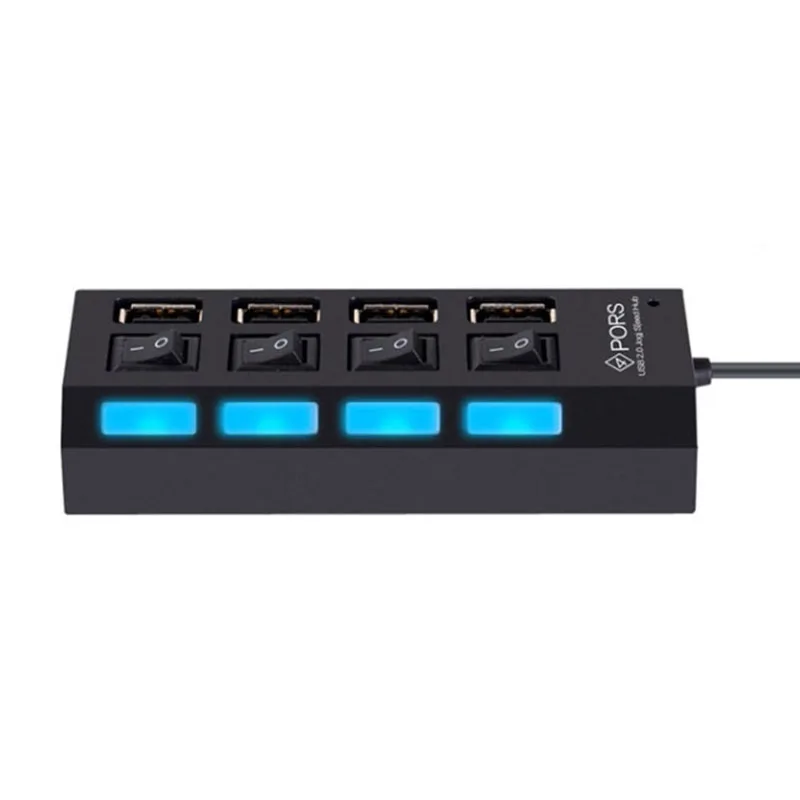 Newest Multi Port USB Splitter, Wholesale 4 Ports LED Light Separate Switch USB2.0 Hub For Laptop