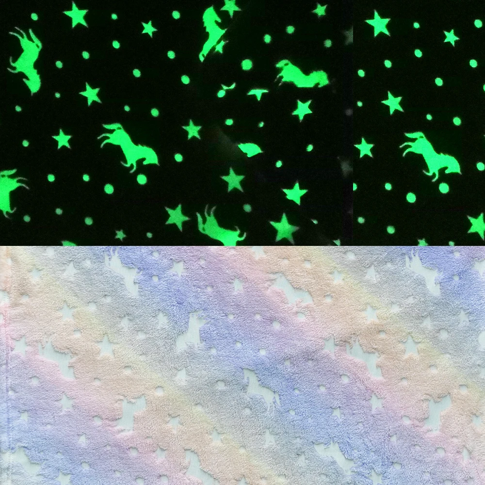 Luminous Blanket Magic Rainbow Glow In The Dark Super Soft Plush Night Fluorescent Blanket Gift for Kids