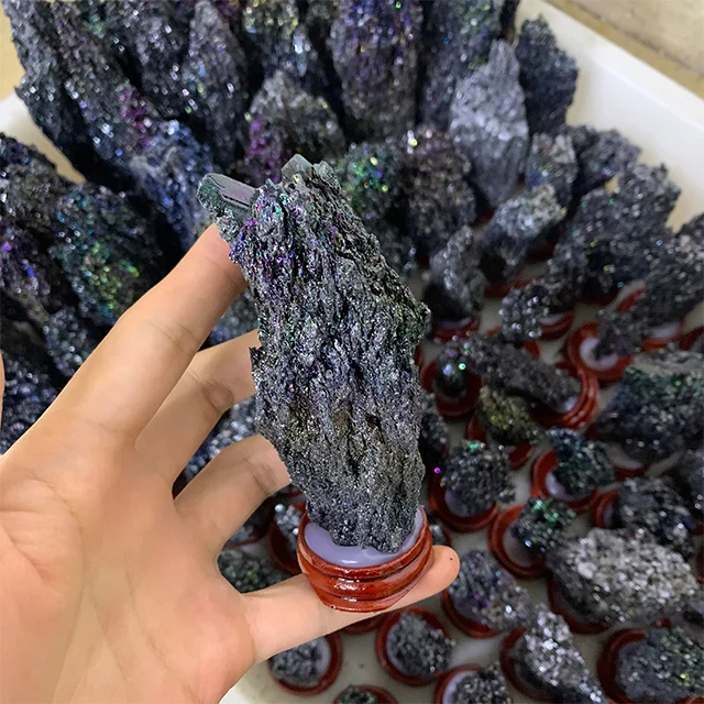 
Natural Seven Color Ore Minerals Quartz Crystal Rainbow Rock Rough Stone Silicon carbide For Home Decoration 