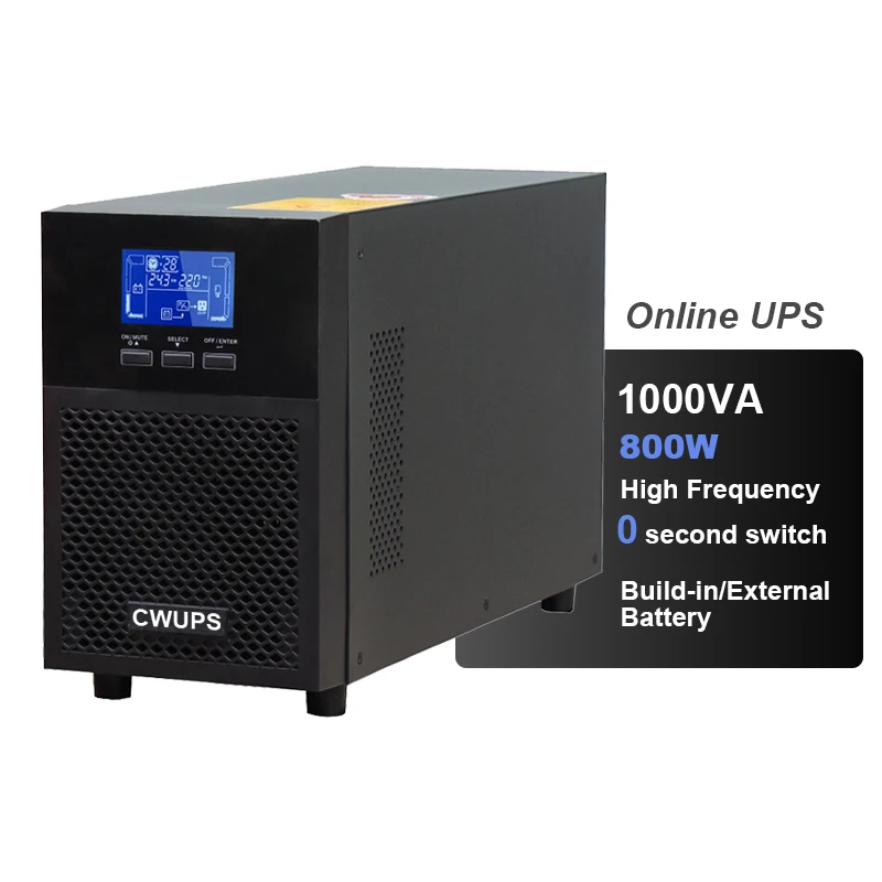 Chengwen 1000VA 800W High Frequency Online UPS Uninterrupted Power Supply for Desktop Computer PC 50Hz and 60Hz Frequency