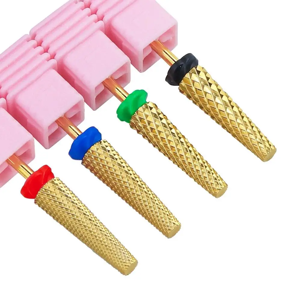 LOOTAAN High Quality Gold Rotary Burrs Electric Nail File Bit Set Carbide Diamond 5 In 1 Super Long Nail Drill Bits