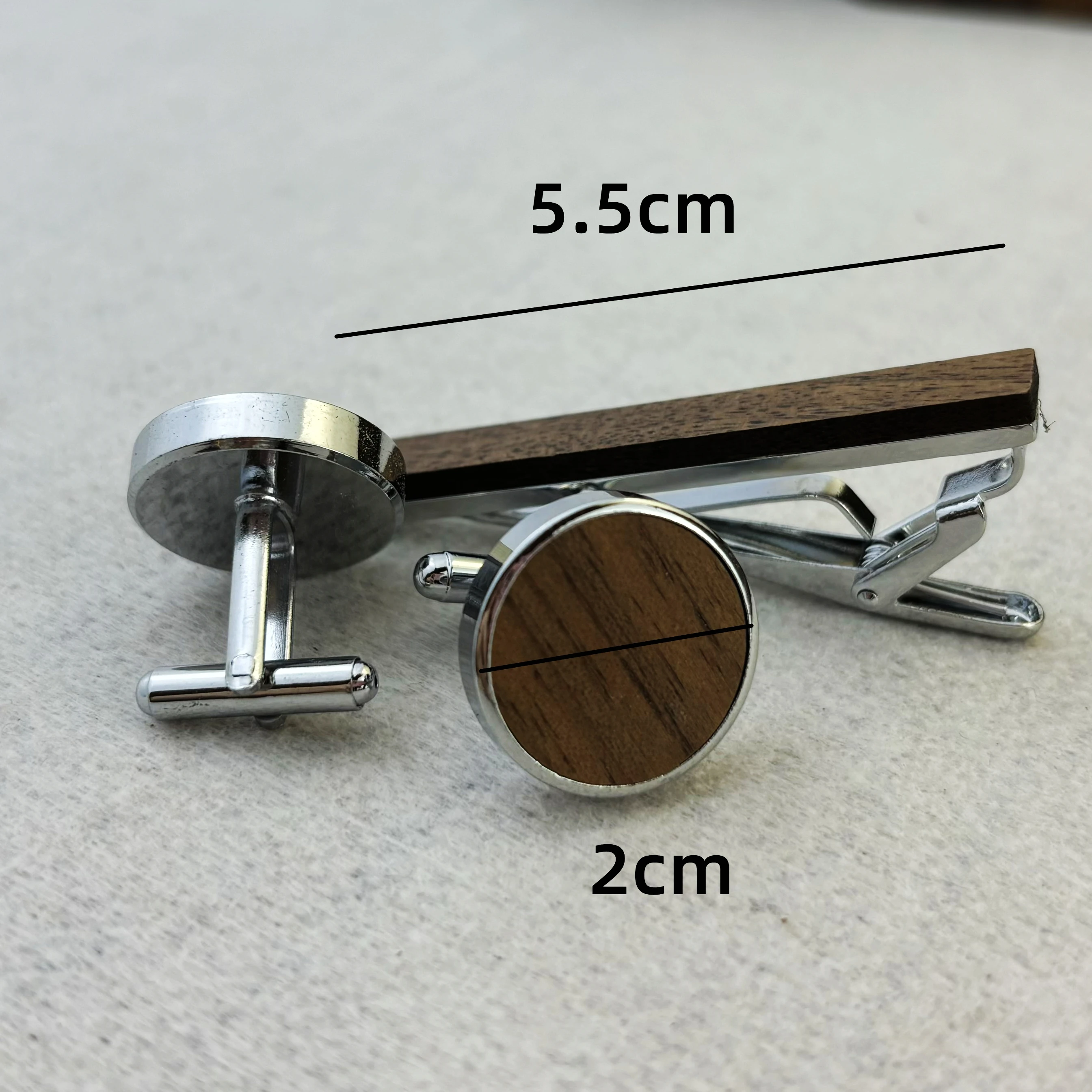 Custom Engraved Logo Gift Personalised Name Wedding Groomsmen Tie Clip with Cufflink Wooden Box Set for Men