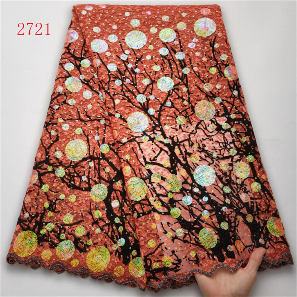 2721 African Lace Fabric Embroidery Sequins Velvet Lace Newest Nigerian Velvet Lace Fabric For Wedding Material Sewing