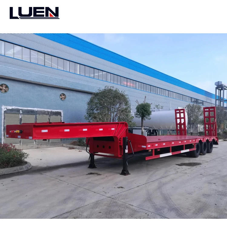 LUEN Hot Sale Excavator Transport 3/4axles Lowbed Low bed Semi Truck Trailer