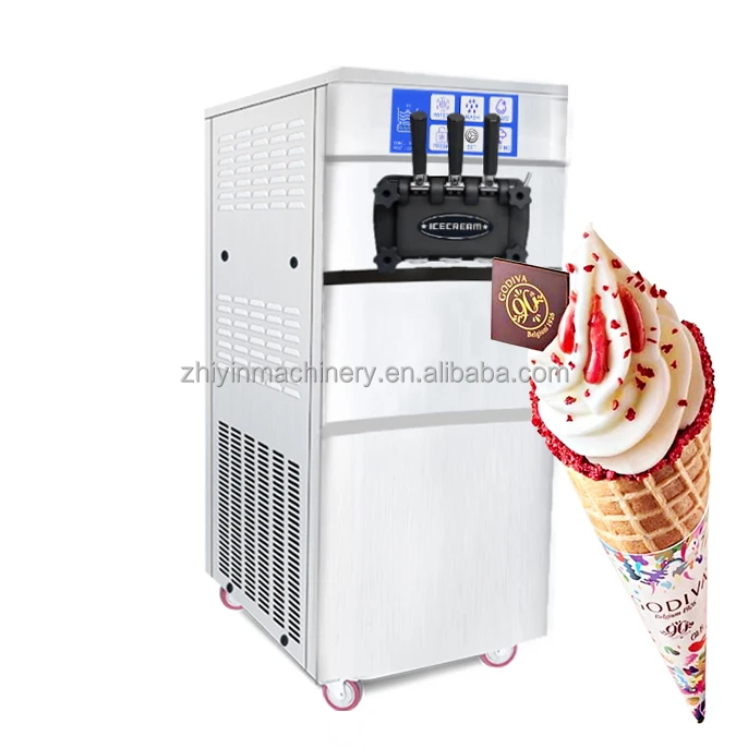 Commercial Ice Cream Maker Sensor Handle Gears Box Compressor Soft Ice Cream Machine 3 Flavor Soft Serve Ice Cream