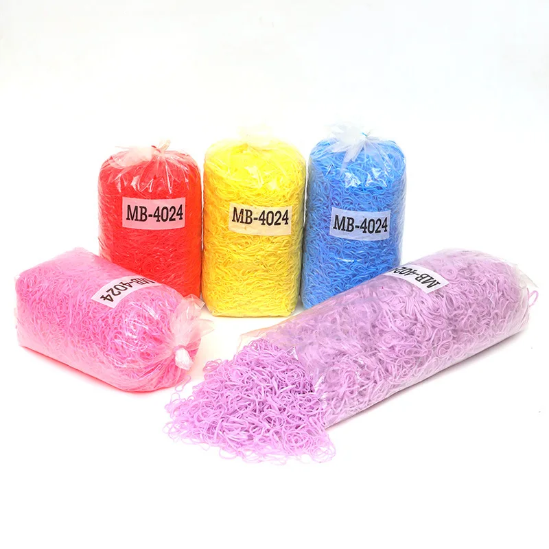 Wholesale Silicone Hair Rubber Bands 1kg Per Bag 9000 Color TPU Elastic Rubber Bands With Children Girl