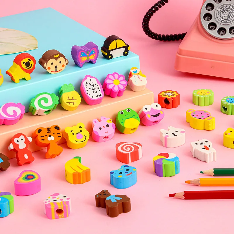 Factory wholesale custom correction stationery prizes cartoon hollow eraser solid eraser