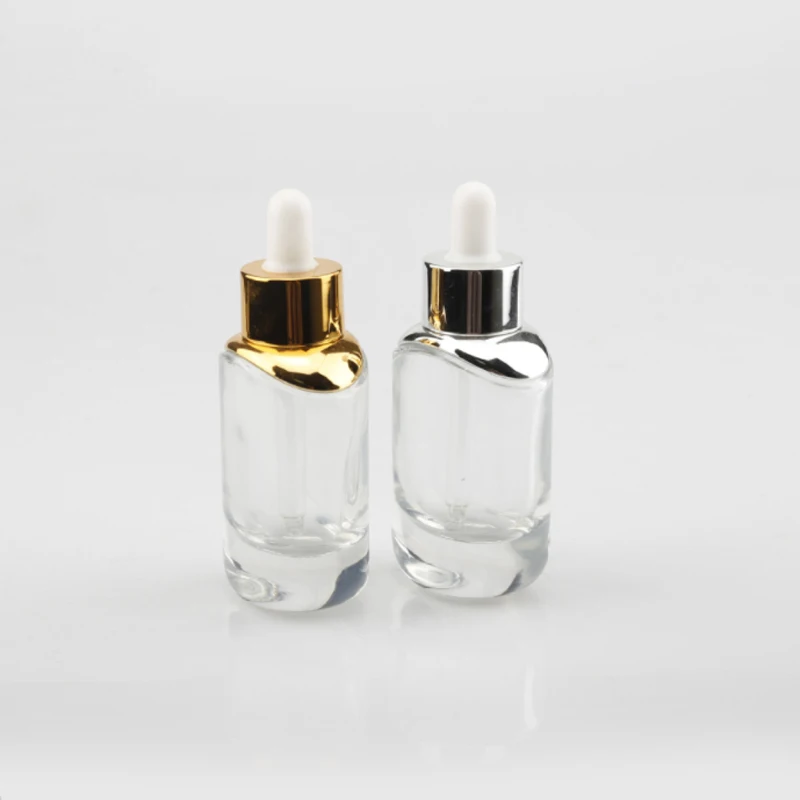 Cosmetic 30 ml Skincare Essential Oil Hair Serum Flast Shoulder Bottle Frosted Clear Pipette Dropper Glass Bottles