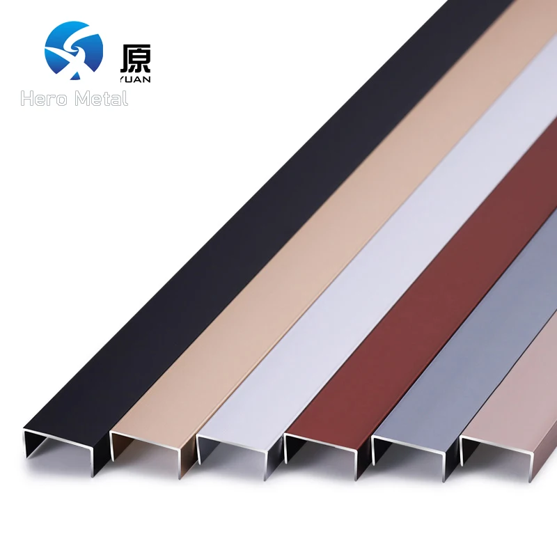 Modern Style Corner Edge Hero Metal Trim Aluminium Alloy Profile Ceramic Decorative Strip U Shape Edging Trim