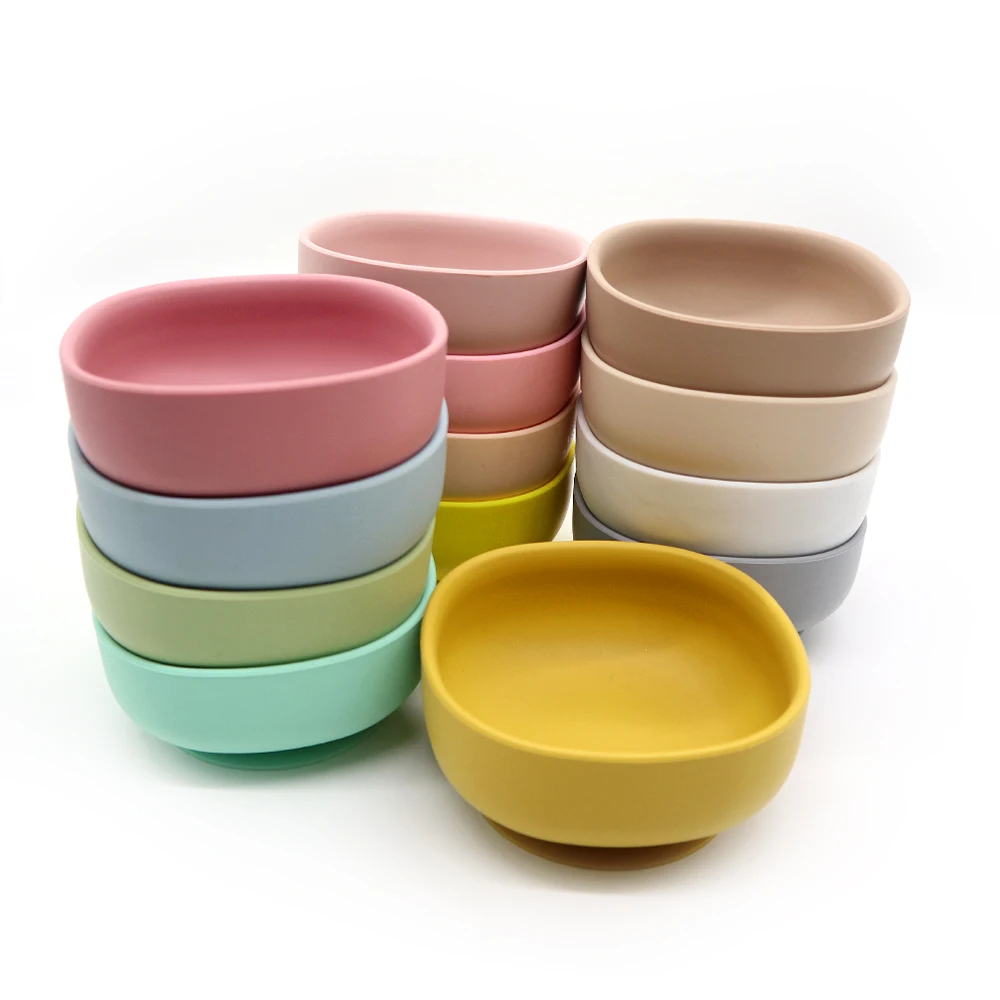 Custom Heat Resistant Square Anti Spill Kids Baby Bowl Baby Silicone Plate Baby Silicone Bowl