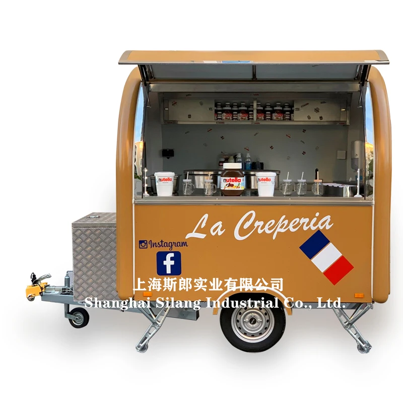 Custom  Ice Cream mobile trailer / Waffle Crepe food trailer /Hot Dog Cart Pizza Trailer street snack food truck
