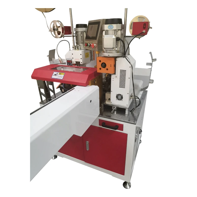 Automatic flat ribbon cable wire cutting stripping double head crimping machine