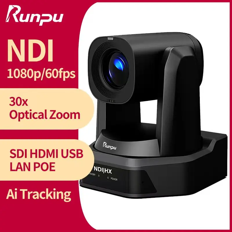 USD498 Free Ship NDI HX POE 30X Optical Zoom SDI HD1080P HD MI LAN USB AI auto tracking Live Streaming Broadcast OBS vMix Church