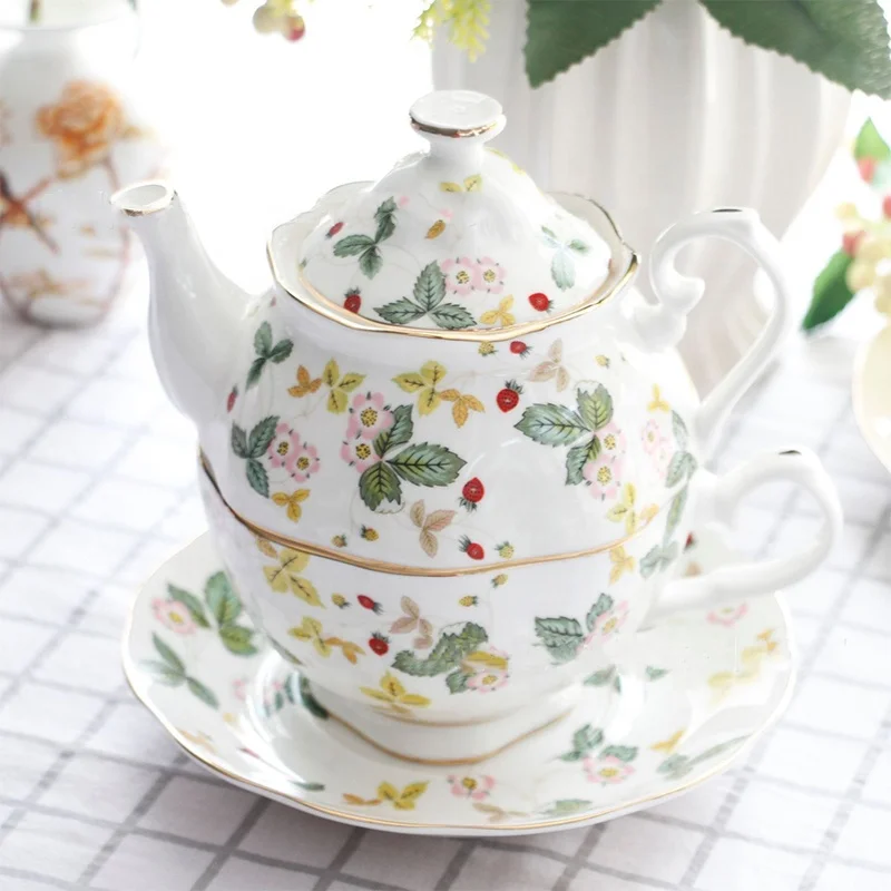 chinese suppliers royal floral decal bone china tea pot cup set teapot tea for one set for coffee shops