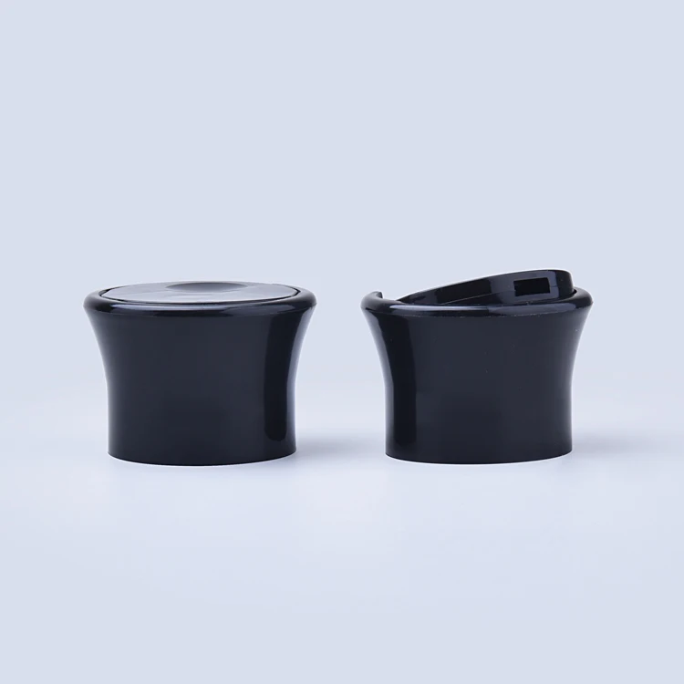 Free Sample New Design Private Black Press Down PP Plastic Lids Cover Trapezoid Disc Top Cap