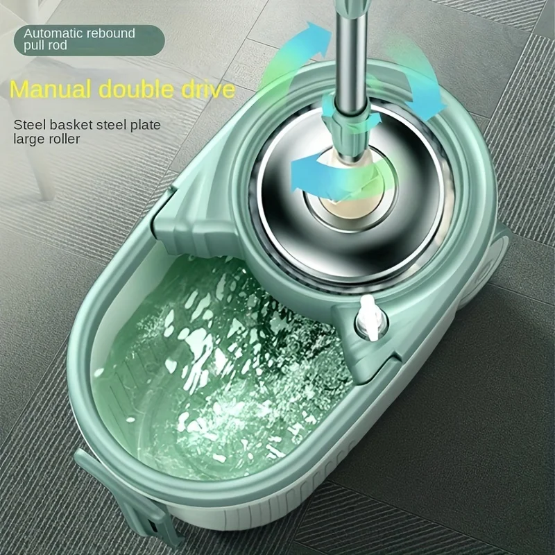 New Design Stainless Steel Telescopic Bathroom floor Wet Dry Handle 360 Rotating Magic Mop Bucket With Wheels