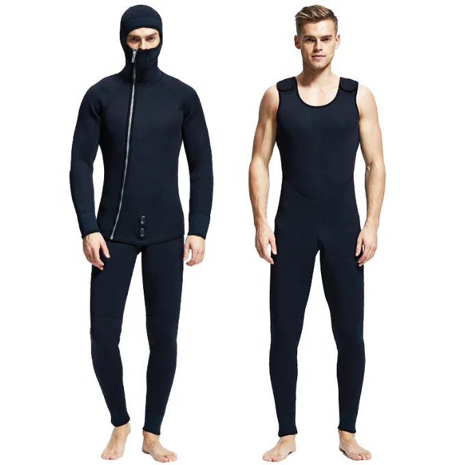 super stretch Split freediving 5mm wetsuits Custom Design neoprene Smooth skin with hood front zipper Diving suit